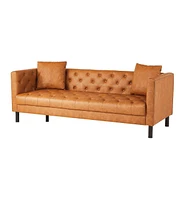 gaomon Modern Leather Sofa Couch for Living Room, 81" Chesterfield Sofa with Deep Seats and 2 Pillows, 3 Seater Sofa with Button Tufted