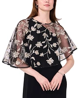 Msk Women's Embroidered Cape-Overlay Shift Dress