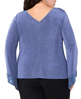 Msk Plus Jersey-Knit Contrast-Cuff Long-Sleeve Top