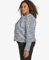 Calvin Klein Plus Tweed Open-Front Cropped Blazer