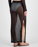 Miken Juniors' Metallic Mesh Skirt Cover-Up, Exclusively at Macy's