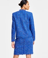 I.n.c. International Concepts Women's Collarless Tweed Blazer, Exclusively at Macy's