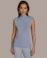 Donna Karan New York Women's Sleeveless Mock Neck Rib Knit Top