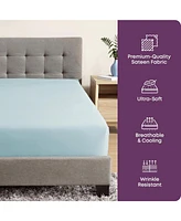 Soft as Silk Fitted Sheet with Durable Elastic Skirt for Snug Fit - 100% Cotton Sateen 300 Thread Count