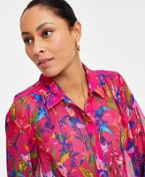 I.n.c. International Concepts Women's Sheer Floral Blouse, Exclusively at Macy's