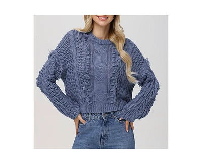 525 Women's Delilah Fringe Cable Pullover