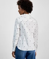 Tommy Hilfiger Women's Cotton Monogram Logo-Print Tab Shirt