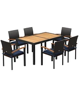 Outsunny 7 Pieces Patio Dining Set Outdoor with Space-Saving Design,