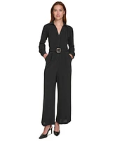 Calvin Klein Women's Belted Long-Sleeve Jumpsuit