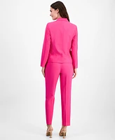 Le Suit Women's Notch-Collar Two-Button Seamed Jacket & Fly-Front Straight-Leg Pants, Regular Petite