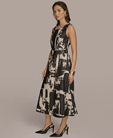 Donna Karan New York Women's Printed Belted A-Line Dress