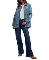 Free People Women's Madison Embroidered Denim Shirt Jacket