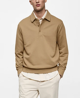 Mango Men's Cotton Polo Sweatshirt