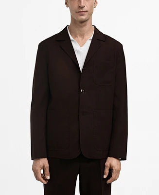 Mango Men's Wool Eu Slim-Fit Suit Blazer