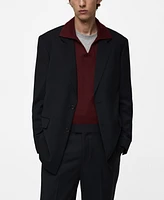 Mango Men's Eu Regular-Fit Wool-Blend Suit Blazer