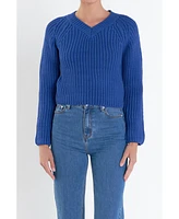 English Factory Women's V-neck Knit Sweater