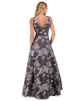 Eliza J Women's Floral Jacquard Sleeveless Ball Gown