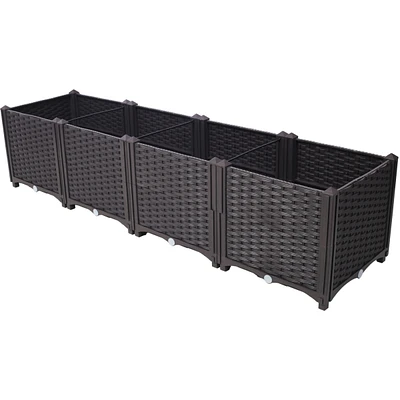 Deep Raised Garden Bed Plastic Planter Boxes for Vegetables Flowers Herbs and Succulents,Self-Watering Planter Box Raised Bed to Grow Flowers, Herbs &