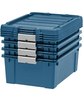 Iris 11 Gallon Heavy-Duty Plastic Storage Bins, Store-It-All Container Totes with Durable Lid and Secure Latching Buckles, Navy, 4Pack