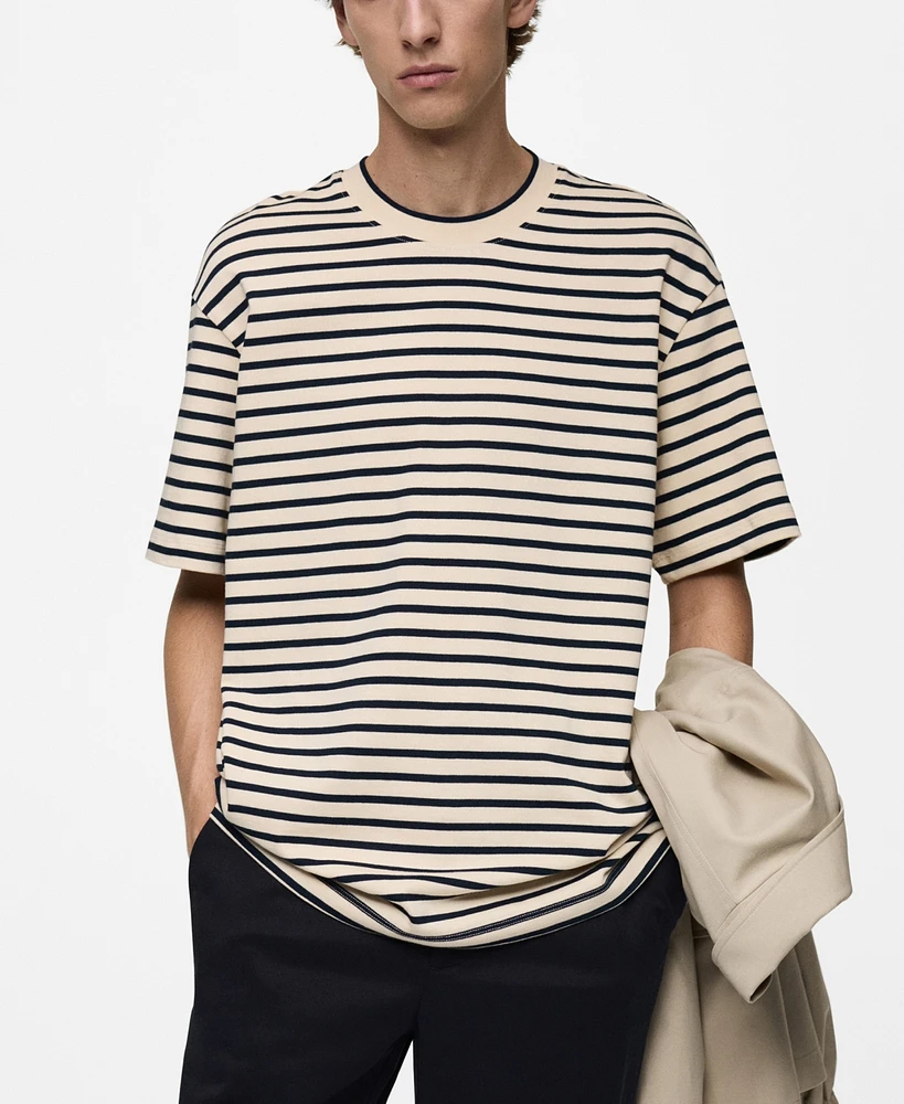 Mango Men's Relaxed-Fit Striped T-Shirt