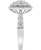 Diamond Halo Cluster Ring (1-1/2 ct. t.w.) in 18k White Gold