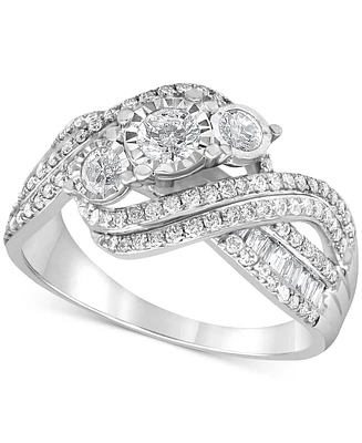 Diamond Crossover Ring (1 ct. t.w.) in 10k White Gold