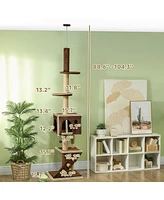 PawHut Floor to Ceiling Cat Tree, Adjustable Height 89"-104",