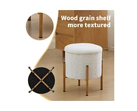 Modern Round Storage Ottoman, Ottoman Foot Stools With Metal Base, Ottoman Footstool with Removable Lid Storage Ottoman for Living Room, Bedroom, Make