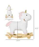 Qaba 2 in 1 Rocking Horse Glide Unicorn w/ Sound for 3-6 Years Old