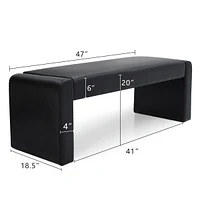 47" Faux Leather Upholstered Bedroom Waterfall Benches-Maison Boucle