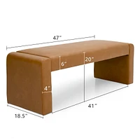 47" Faux Leather Upholstered Bedroom Waterfall Benches-Maison Boucle