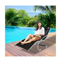 Slickblue Patio Lounge Chair with Removable Pillow Breathable Textiline Fabric for Outdoor, Deck, and Poolside Use