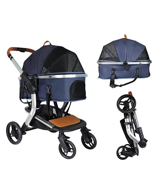 Slickblue 3 in 1 Foldable Pet Stroller with Aluminum Alloy Frame and Detachable Carrier