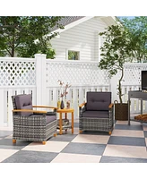 Outsunny 3 Pieces Wicker Patio Bistro Set Outdoor with Cushions,