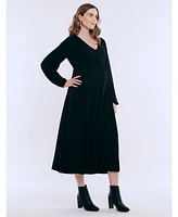 Motherhood Maternity Long Sleeve Button Front Midi Dress