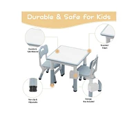 gaomon Toddler Table and 4 Chairs Set with Graffiti Desktop, Height Adjustable Kids Table and Chairs Set with Storage, Non-Slip Legs