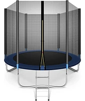 Slickblue 8FT Trampoline with Safety Enclosure Net and Ladder Durable Outdoor Bounding Table for Kids