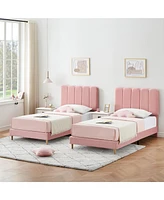 gaomon Twin Bed Frame for Boys & Girls, Upholstered Platform Bed Frame