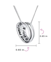 Bling Jewelry Sister Bond Circle Heart Pendant Sisters Necklace .925 Sterling Silver