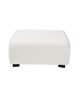 Baxton Studio Athena Modern and Contemporary Ivory Boucle Upholstered and Black Finished Wood Square Ottoman