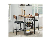 gaomon Dining Table Set for 2, Bar Table and Chairs Set for 2 with Storage Shelf and Wine Rack