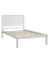 Slickblue Twin Platform Bed Frame with Headboard - Wood Slat Support, No Box Spring Needed