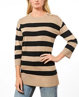 Cable & Gauge Women's Crewneck Sweater with Button Shoulder