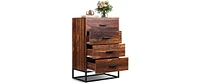 Wlive Dresser for Bedroom with 4 Drawers Nightstand Chest of Tall Sturdy Metal Frame Hallway Living Room Closet