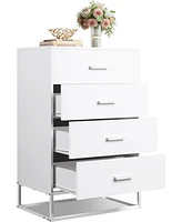 Wlive Dresser for Bedroom with 4 Drawers Nightstand Chest of Tall Sturdy Metal Frame Hallway Living Room Closet