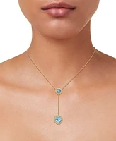 Swiss Blue Topaz (7/8 ct. t.w.), Sky Blue Topaz (3 ct. t.w.) & White Topaz (1/2 ct. t.w.) Heart Lariat Necklace in 14k Gold over Sterling Silver, 18"