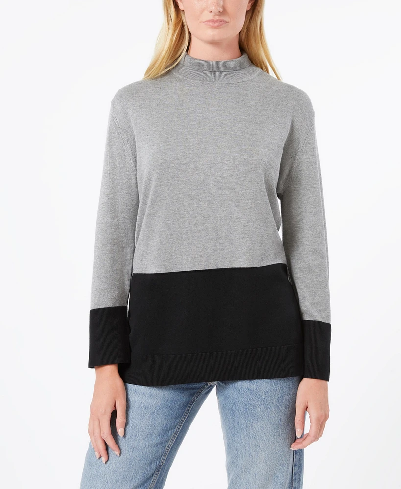 Cable & Gauge Women's Color Block Turtle Neck Sweater