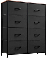 Wlive Fabric Dresser for Bedroom Tall with 8 Drawers Storage Tower Bins Double Chest of Closet Living Room Hal