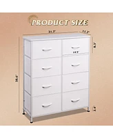 Wlive Fabric Dresser for Bedroom Tall with 8 Drawers Storage Tower Bins Double Chest of Closet Living Room Hal