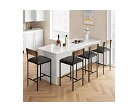 Bar Stools Set of 2, Kitchen with Footrest, 25.5 Inches Upholstered Chairs Back, 2 Counter Height Barstools for Bar
